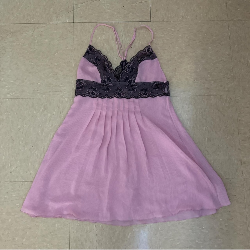 Victoria's Secret Pink Chemise with Black Lace